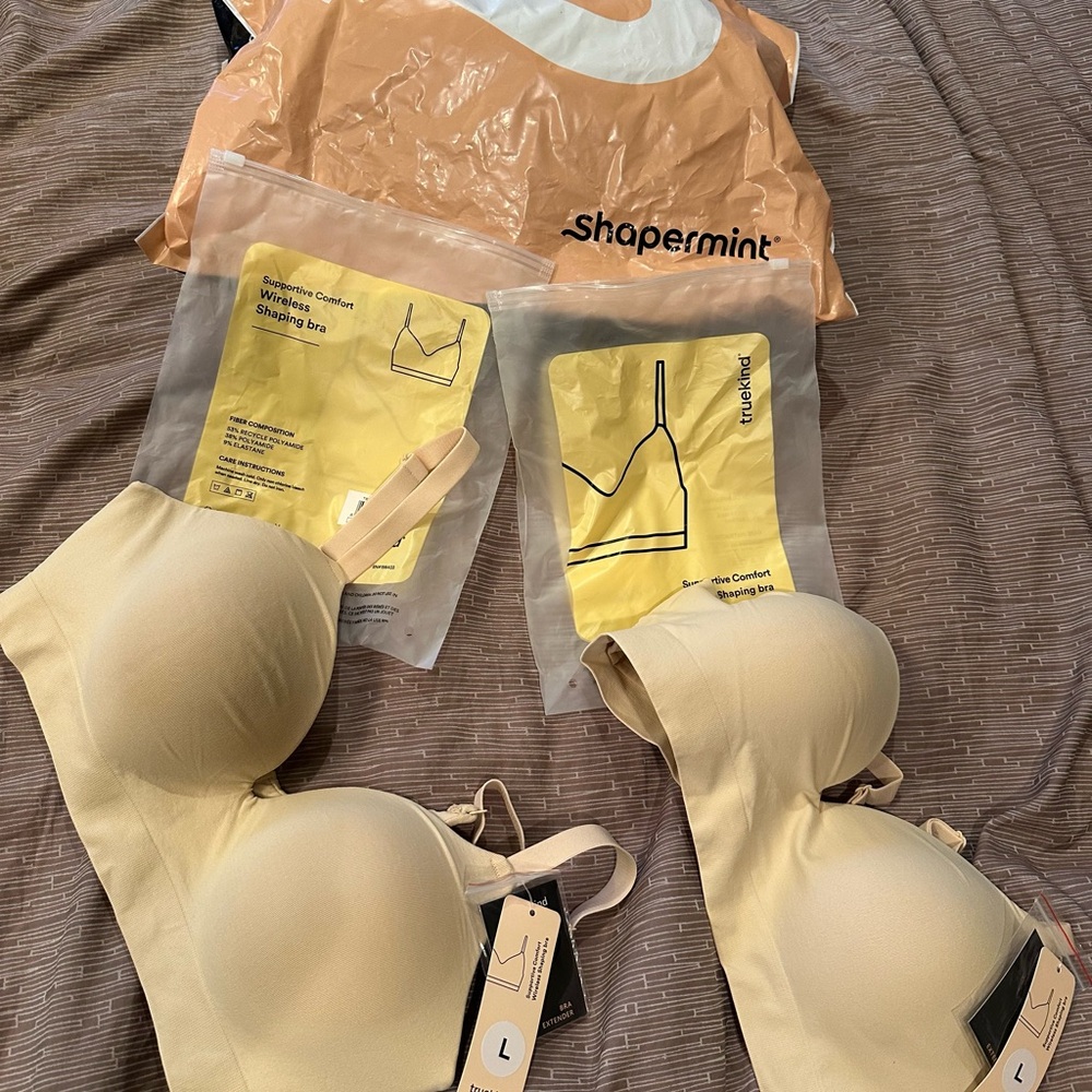 Shapermint Truekind Supportive Comfort Wireless Shaping Bras. Size L. (2 pack)